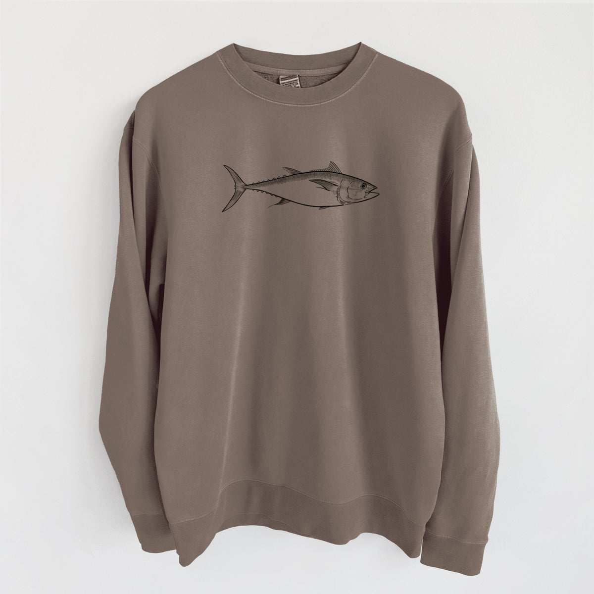 Atlantic Bluefin Tuna - Thunnus thynnus - Unisex Pigment Dyed Crew Sweatshirt in Espresso Brown Color