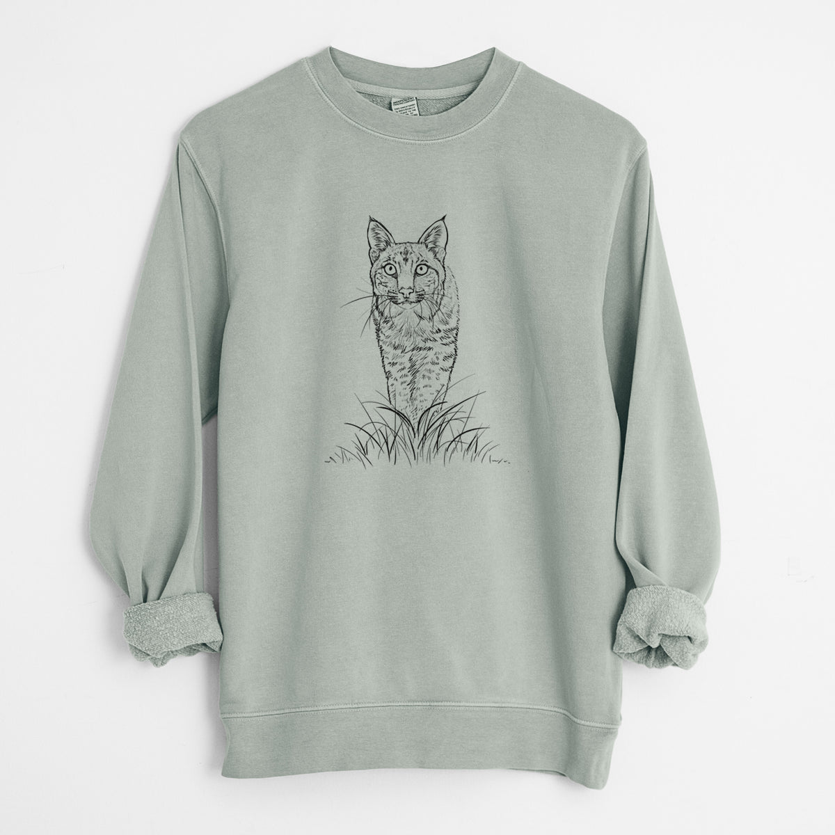 Bobcat - Lynx rufus - Unisex Pigment Dyed Crew Sweatshirt in Sage