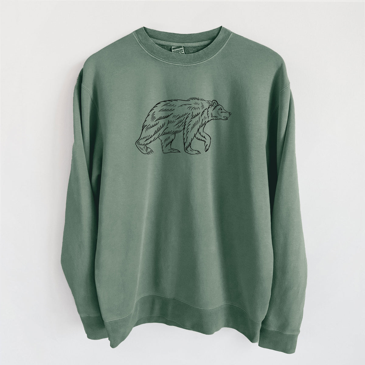 Brown Bear - Unisex Pigment Dyed Crew Sweatshirt in Alpine Green