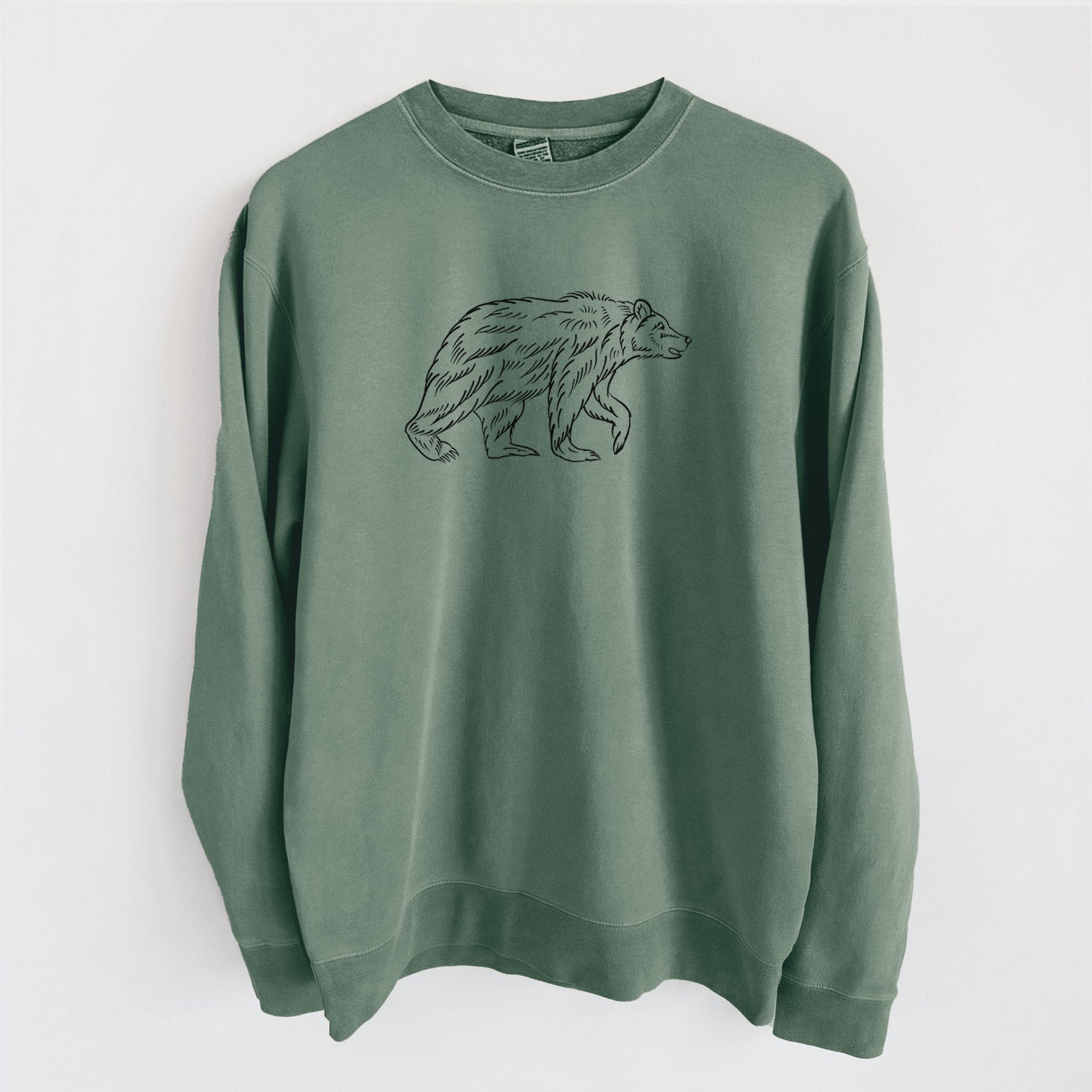 Brown Bear - Unisex Pigment Dyed Crew Sweatshirt in Alpine Green