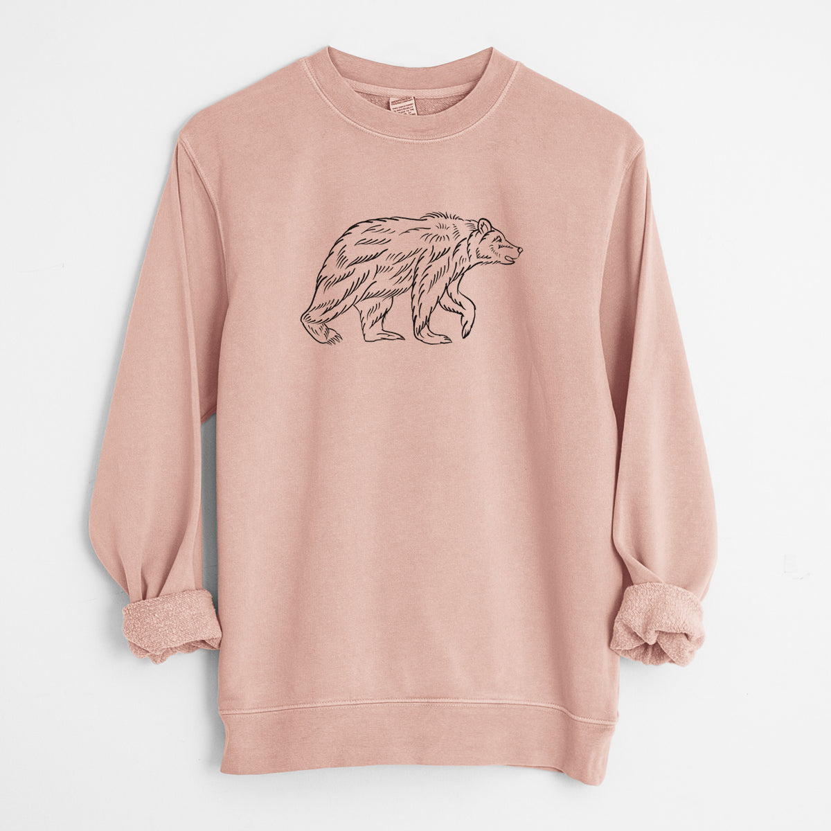 Brown Bear - Unisex Pigment Dyed Crew Sweatshirt in Dusty Pink