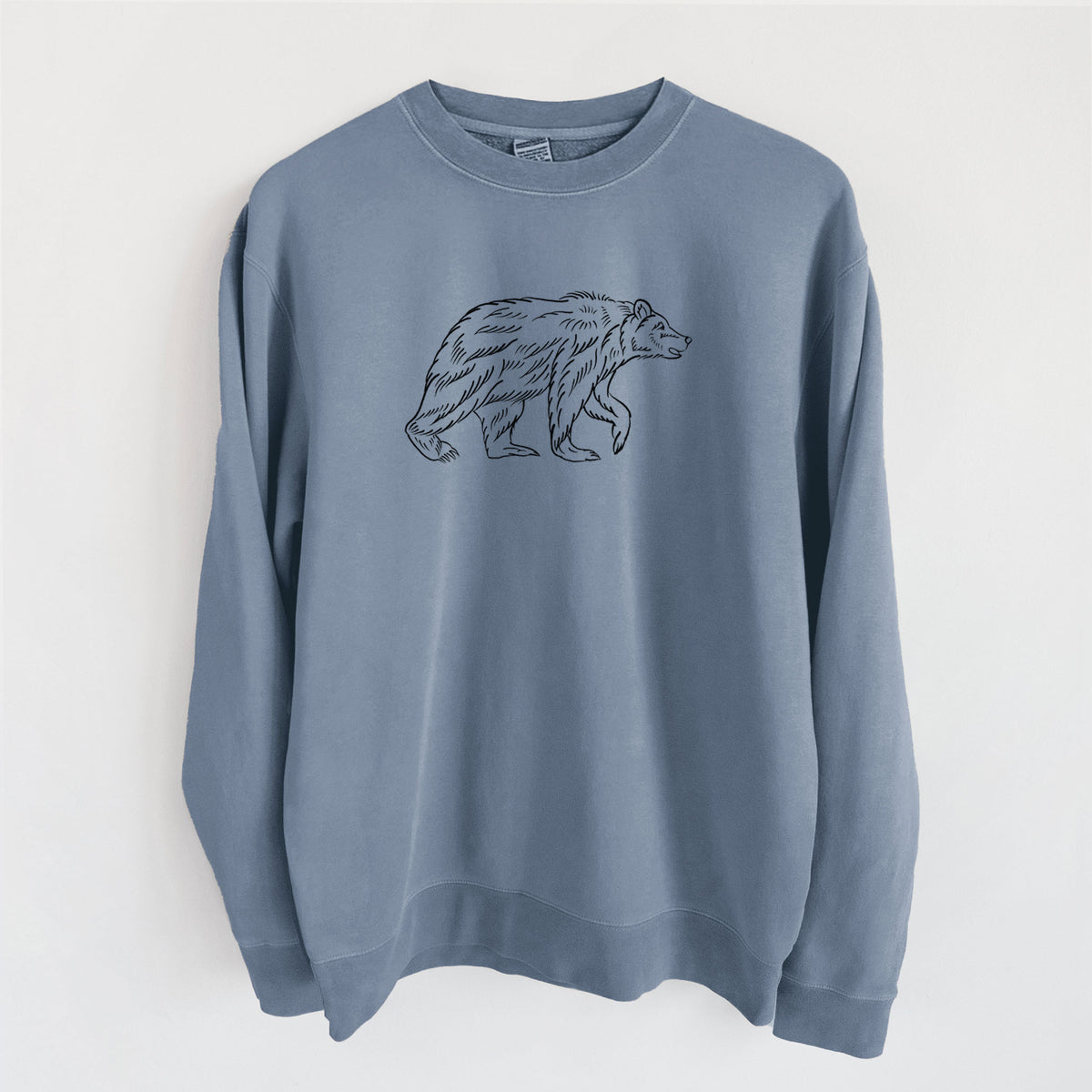 Brown Bear - Unisex Pigment Dyed Crew Sweatshirt in Slate Blue