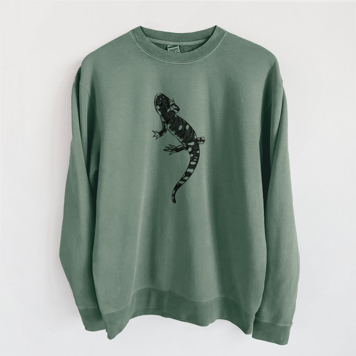 California Tiger Salamander - Ambystoma californiense - Unisex Pigment Dyed Crew Sweatshirt in Alpine Green