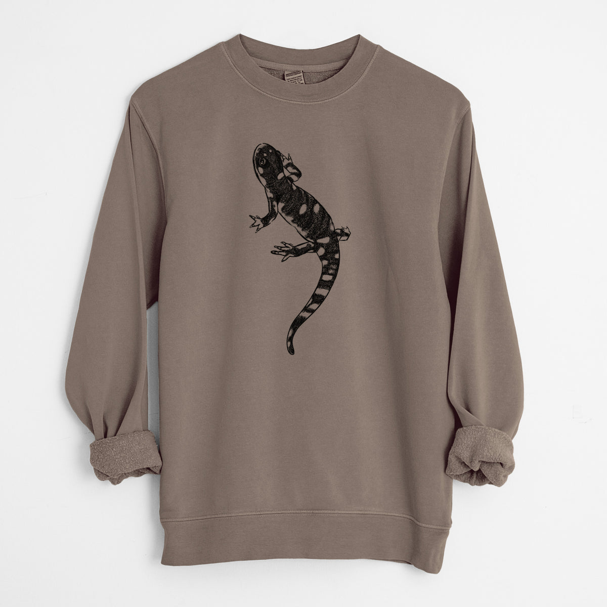 California Tiger Salamander - Ambystoma californiense - Unisex Pigment Dyed Crew Sweatshirt in Espresso Brown Color