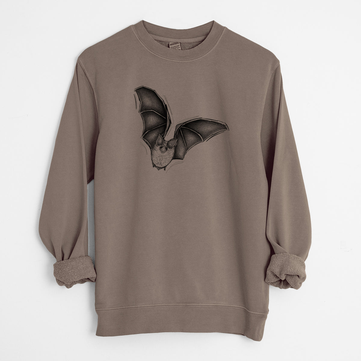 Macrotus californicus - California Leaf-nosed Bat - Unisex Pigment Dyed Crew Sweatshirt in Espresso Brown Color