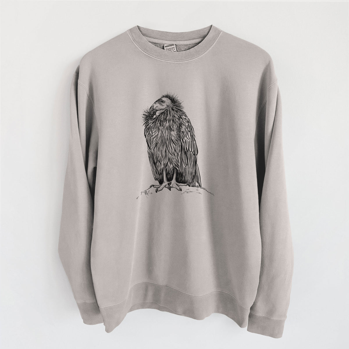 California Condor - Gymnogyps californianus - Unisex Pigment Dyed Crew Sweatshirt in Cement