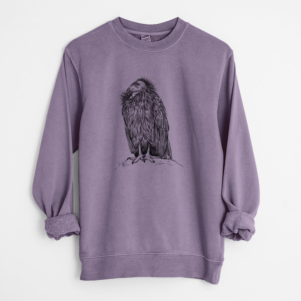 California Condor - Gymnogyps californianus - Unisex Pigment Dyed Crew Sweatshirt in Plum