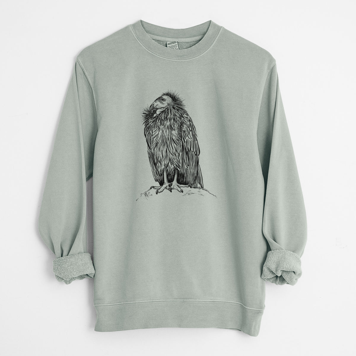 California Condor - Gymnogyps californianus - Unisex Pigment Dyed Crew Sweatshirt in Sage
