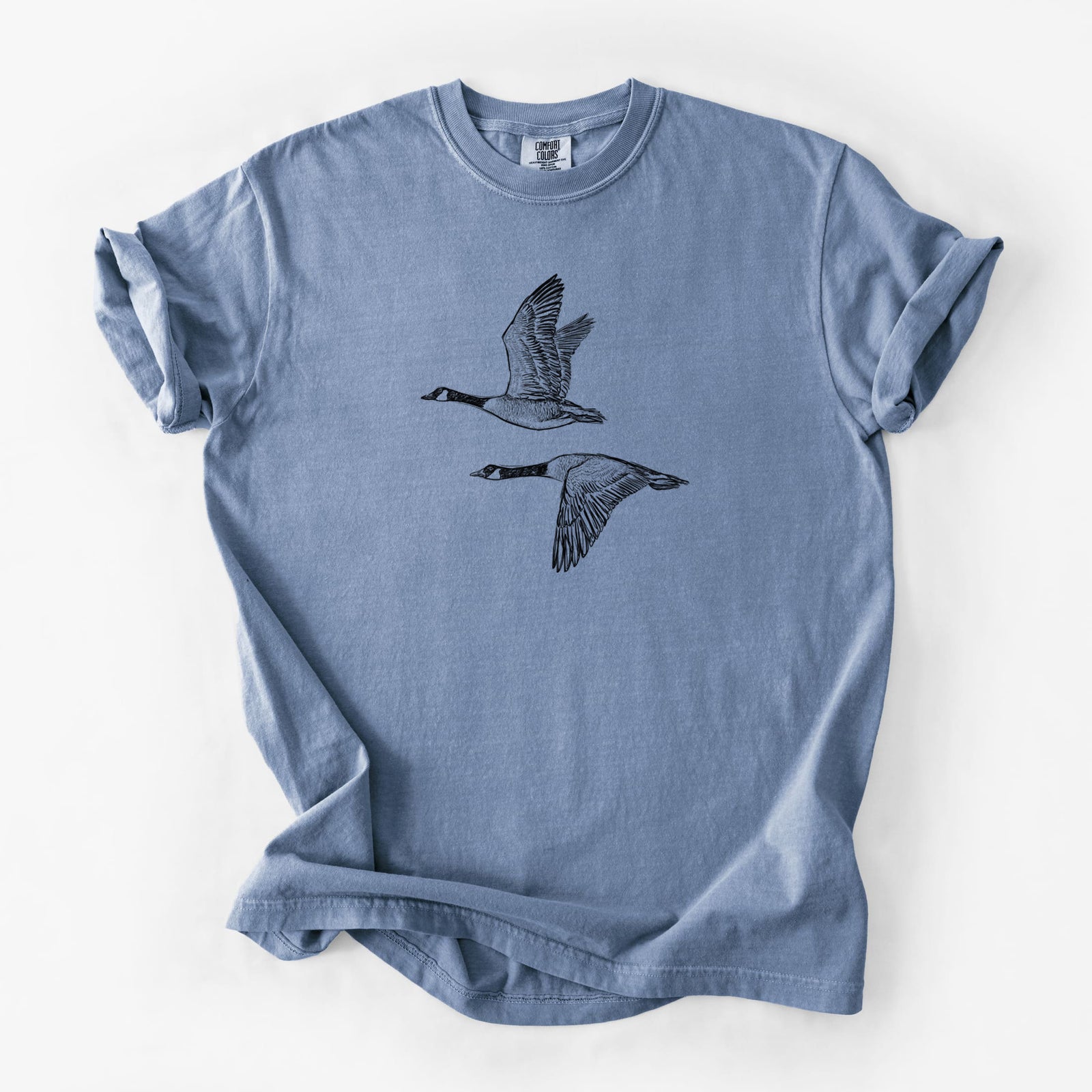 Canada Geese in Flight - Branta canadensis - Unisex Comfort Colors Garment-Dyed Heavyweight T-shirt in Blue Jean