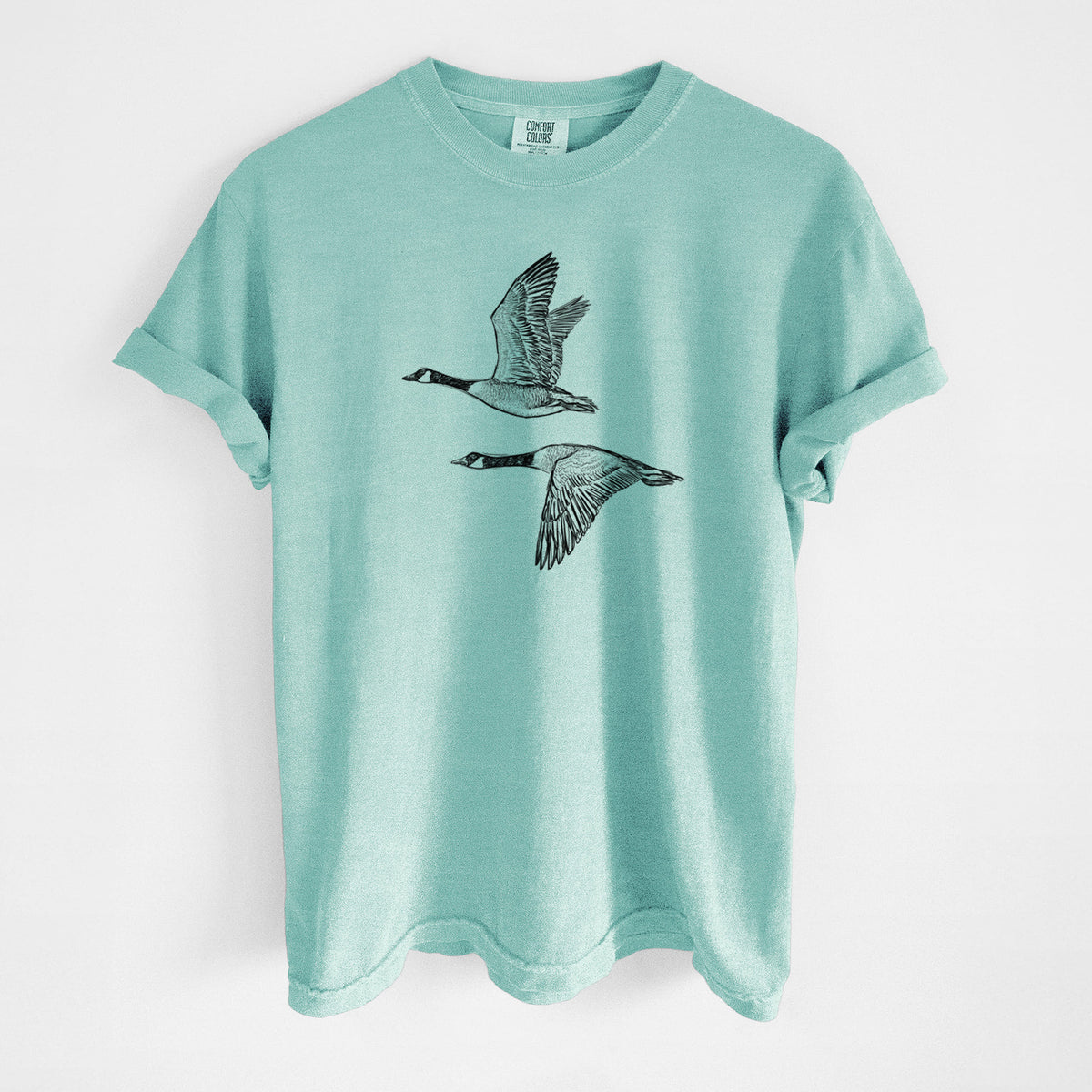 Canada Geese in Flight - Branta canadensis - Unisex Comfort Colors Garment-Dyed Heavyweight T-shirt in Chalky Mint