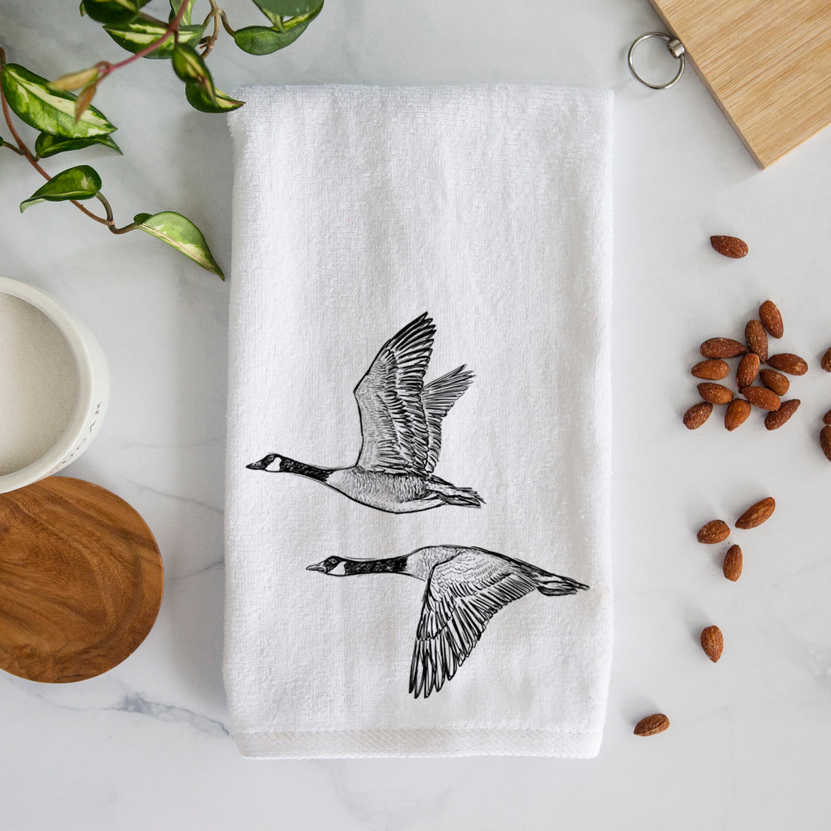 Canada Geese in Flight - Branta canadensis Premium Decorative Hand Towel