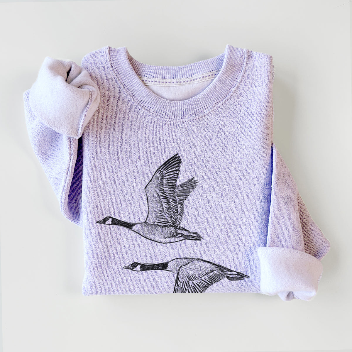 Canada Geese in Flight - Branta canadensis - Knit Sweatshirt in Ice Purple