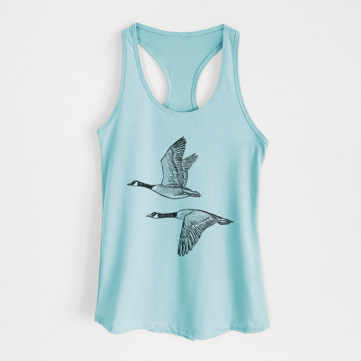 Canada Geese in Flight - Branta canadensis - Women's Racerback Tanktop in Cancun Blue