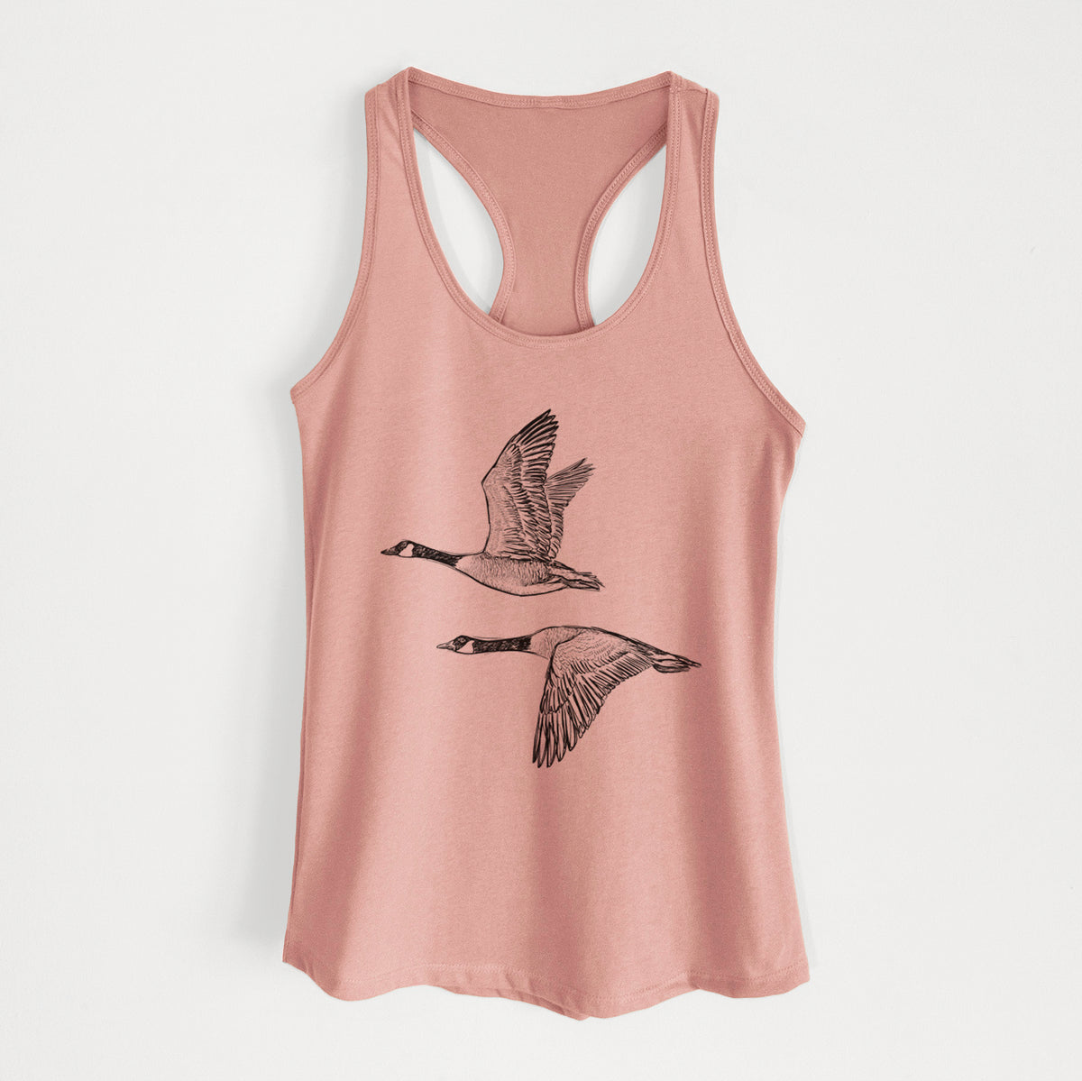 Canada Geese in Flight - Branta canadensis - Women's Racerback Tanktop in Desert Pink