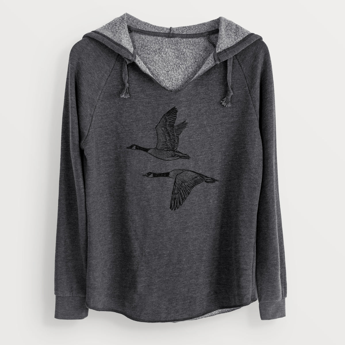 Canada Geese in Flight - Branta canadensis - Cali Wave Hooded Sweatshirt in Charcoal Grey