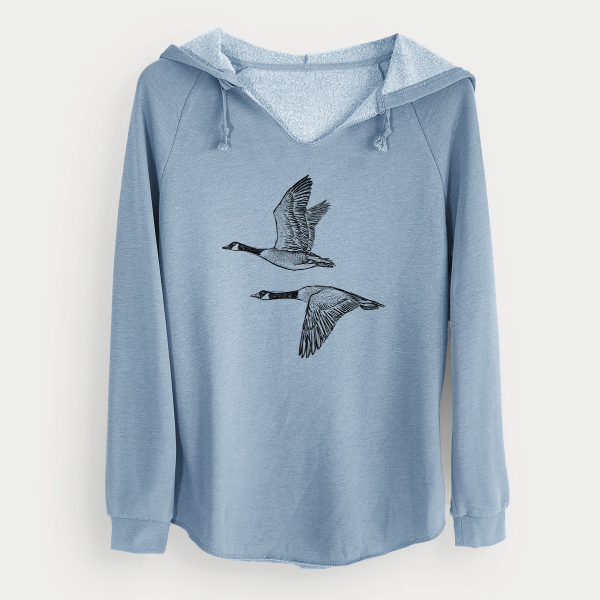 Canada Geese in Flight - Branta canadensis - Cali Wave Hooded Sweatshirt in Misty Blue