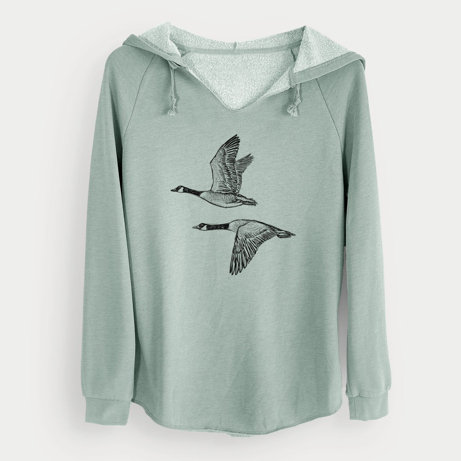 Canada Geese in Flight - Branta canadensis - Cali Wave Hooded Sweatshirt in Sage