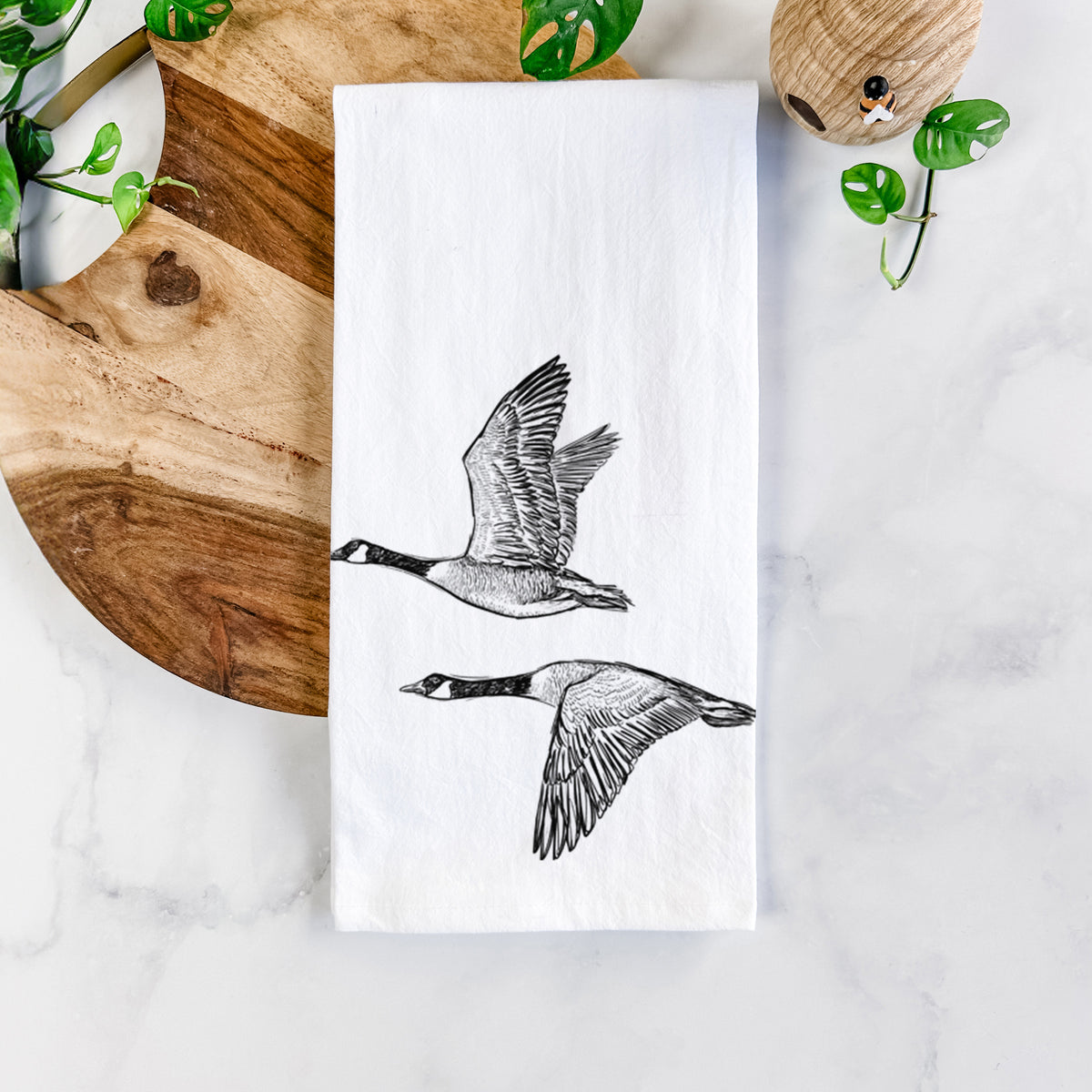 Canada Geese in Flight - Branta canadensis Tea Towel
