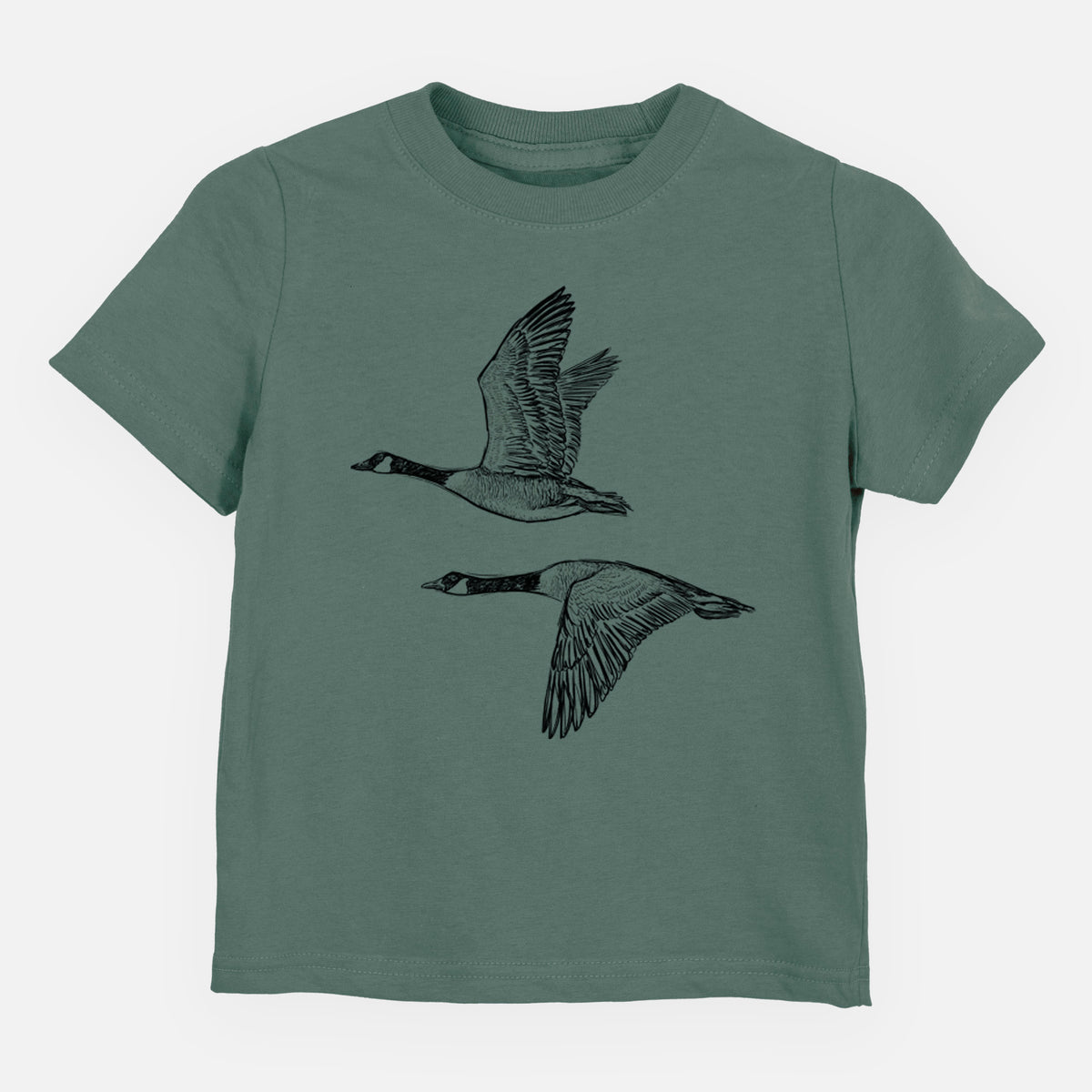 Canada Geese in Flight - Branta canadensis - Toddler/Youth Shirt in Basil