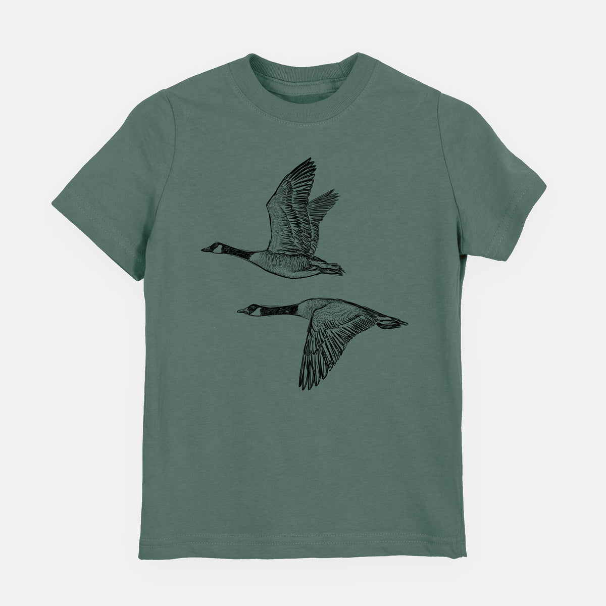 Canada Geese in Flight - Branta canadensis - Toddler/Youth Shirt in Basil