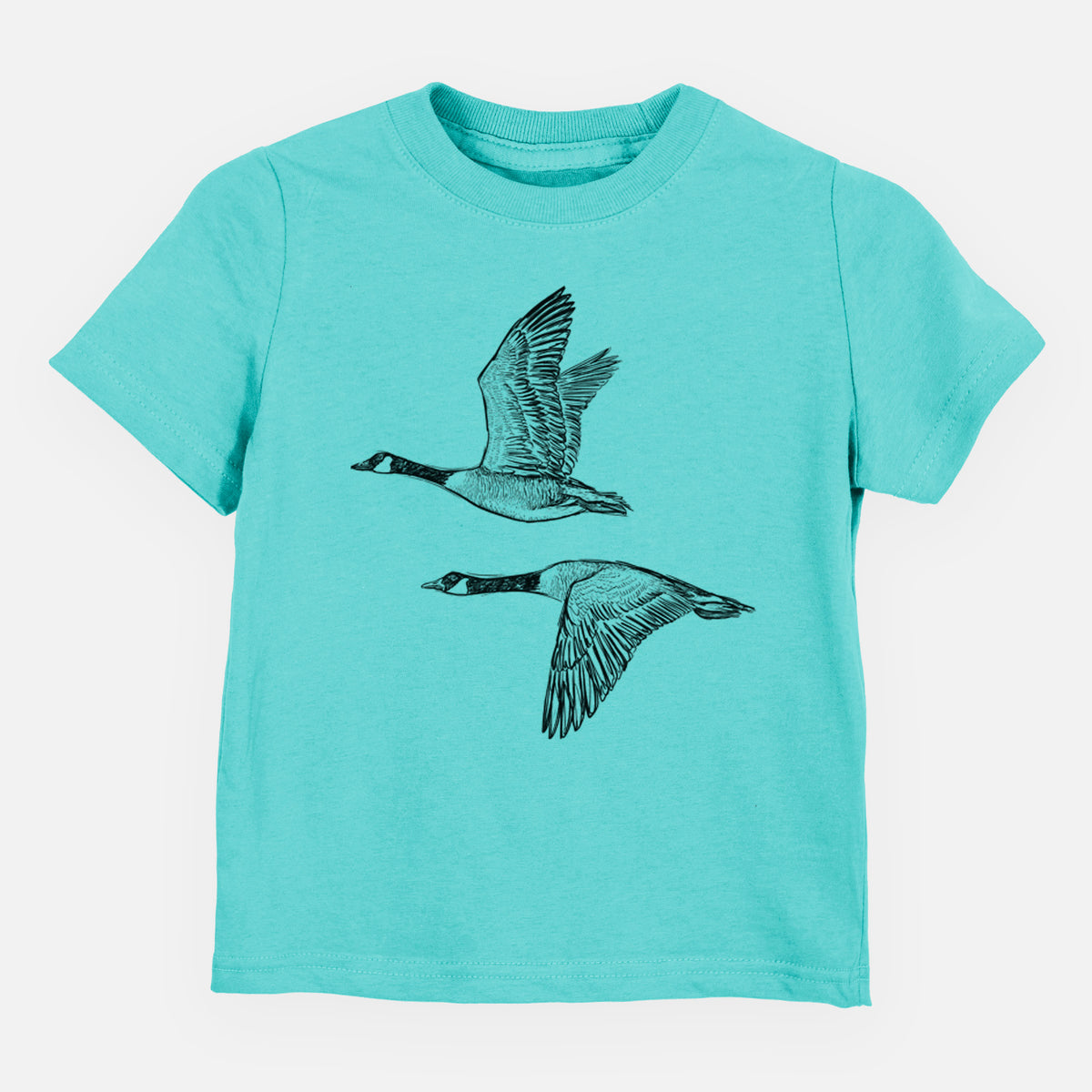 Canada Geese in Flight - Branta canadensis - Toddler/Youth Shirt in Caribbean