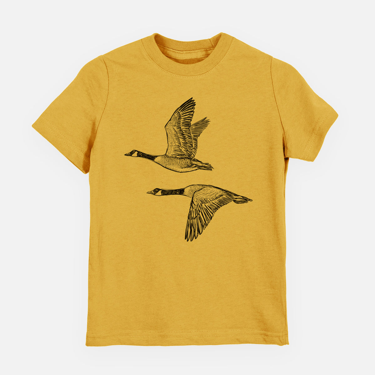 Canada Geese in Flight - Branta canadensis - Toddler/Youth Shirt in Honeycomb