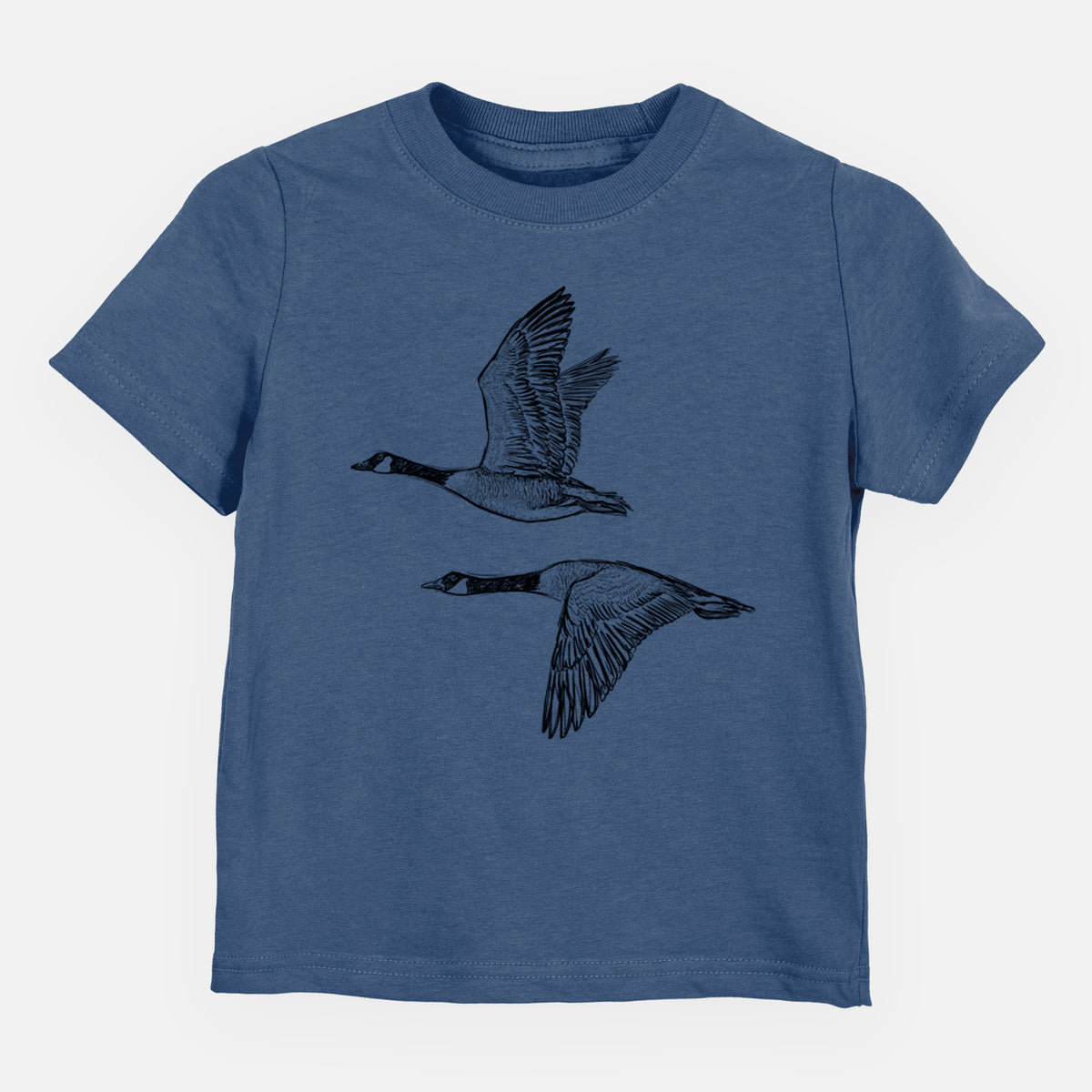 Canada Geese in Flight - Branta canadensis - Toddler/Youth Shirt in Indigo