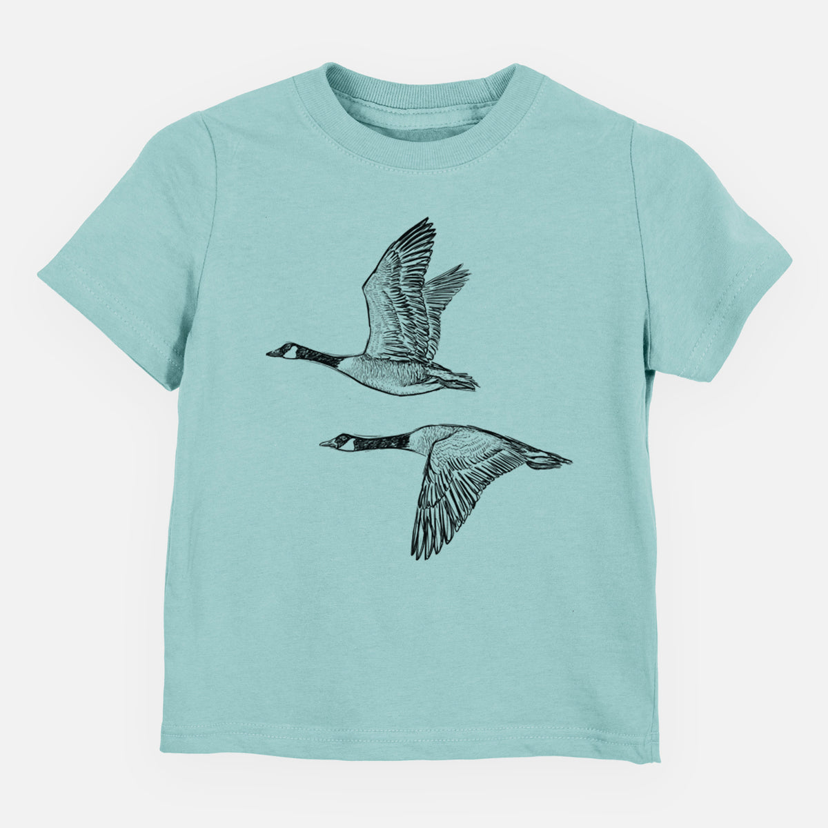 Canada Geese in Flight - Branta canadensis - Toddler/Youth Shirt in Saltwater