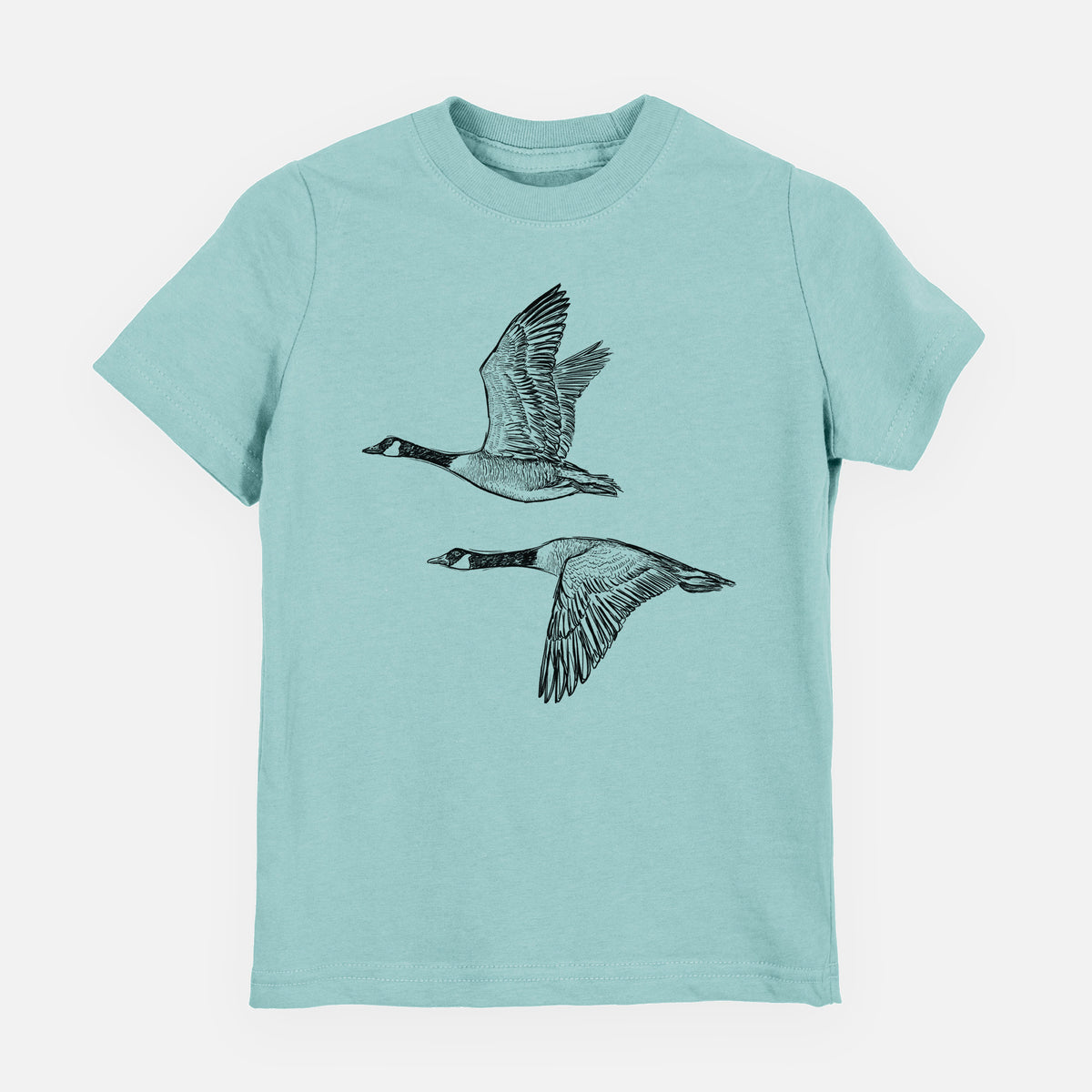 Canada Geese in Flight - Branta canadensis - Toddler/Youth Shirt in Saltwater