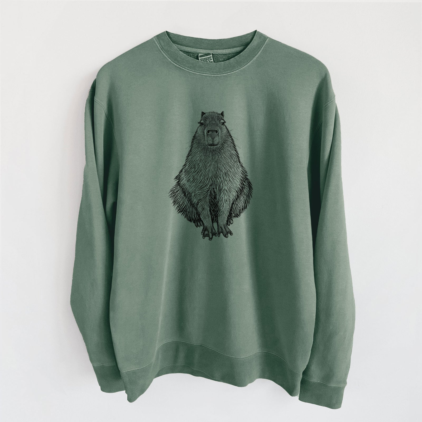 Capybara - Hydrochoerus hydrochaeris - Unisex Pigment Dyed Crew Sweatshirt in Alpine Green