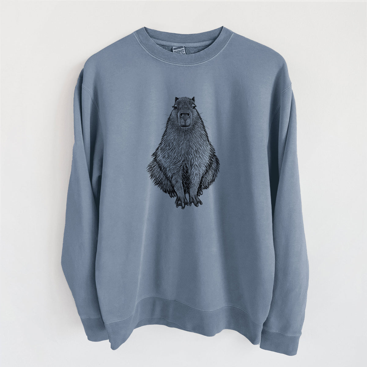 Capybara - Hydrochoerus hydrochaeris - Unisex Pigment Dyed Crew Sweatshirt in Slate Blue