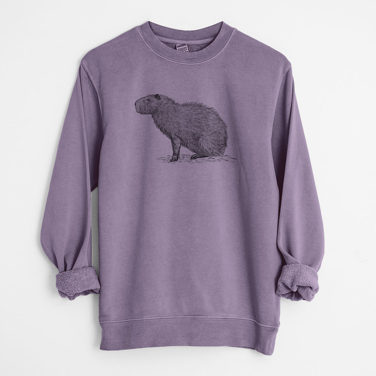 Capybara Profile - Hydrochoerus hydrochaeris - Unisex Pigment Dyed Crew Sweatshirt in Plum