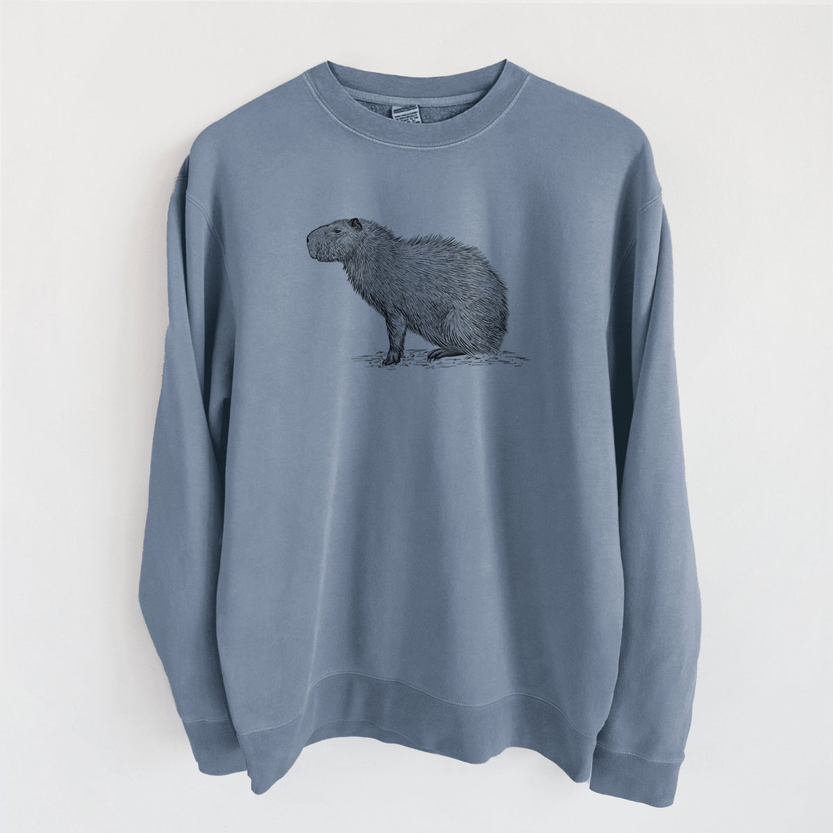 Capybara Profile - Hydrochoerus hydrochaeris - Unisex Pigment Dyed Crew Sweatshirt in Slate Blue
