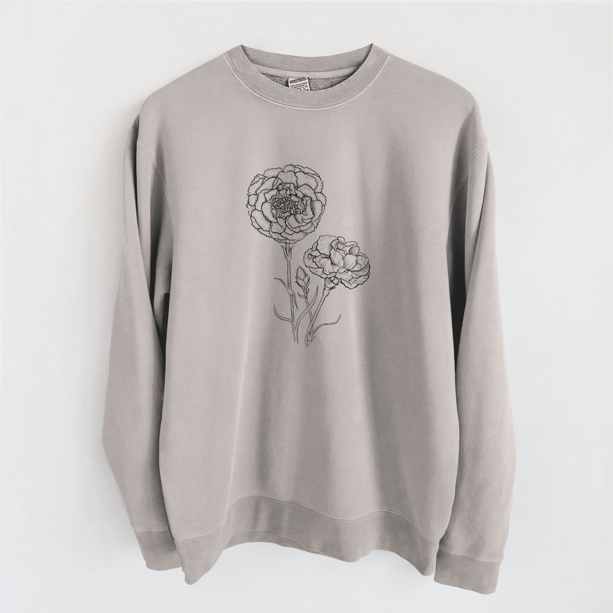 Carnations - Dianthus caryophyllus - Unisex Pigment Dyed Crew Sweatshirt in Cement