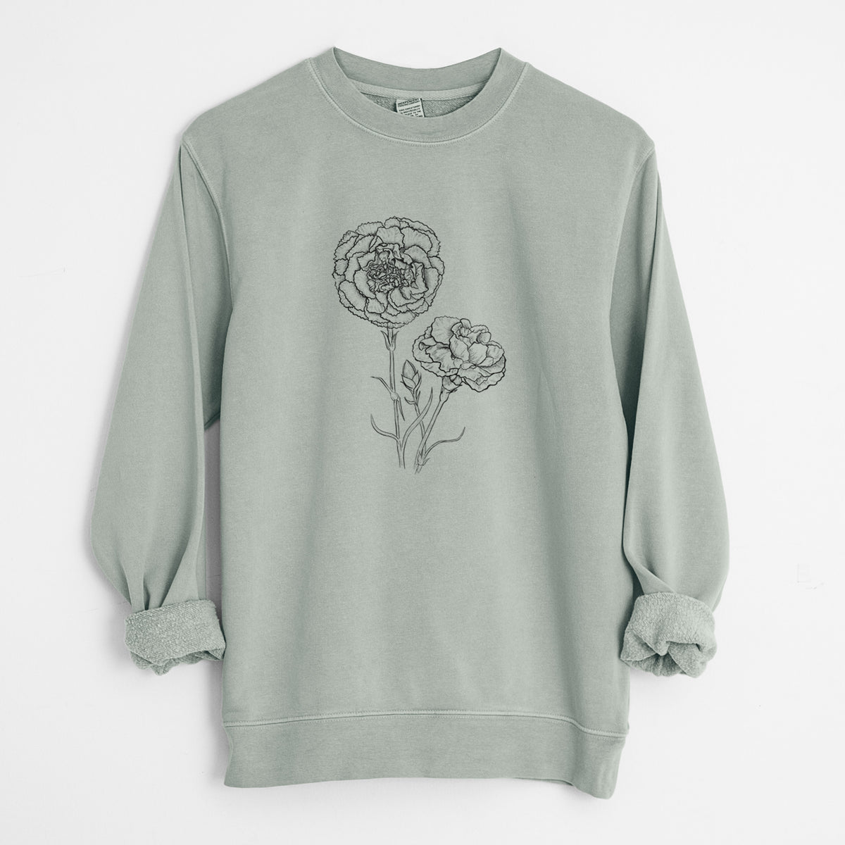 Carnations - Dianthus caryophyllus - Unisex Pigment Dyed Crew Sweatshirt in Sage