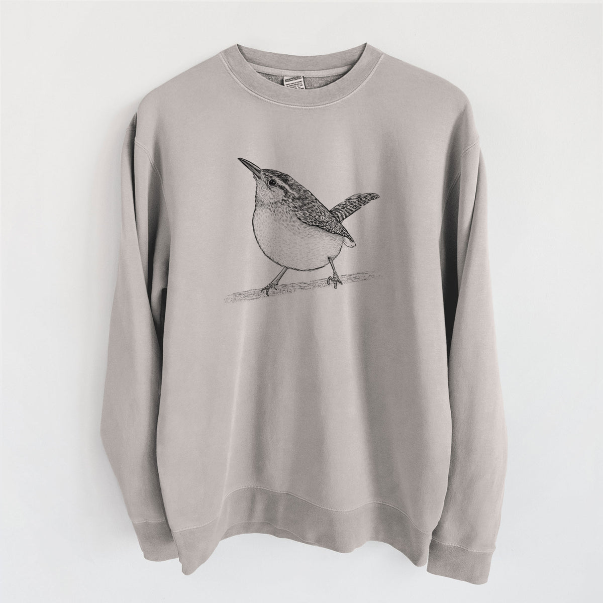 Carolina Wren - Thryothorus ludovicianus - Unisex Pigment Dyed Crew Sweatshirt in Cement