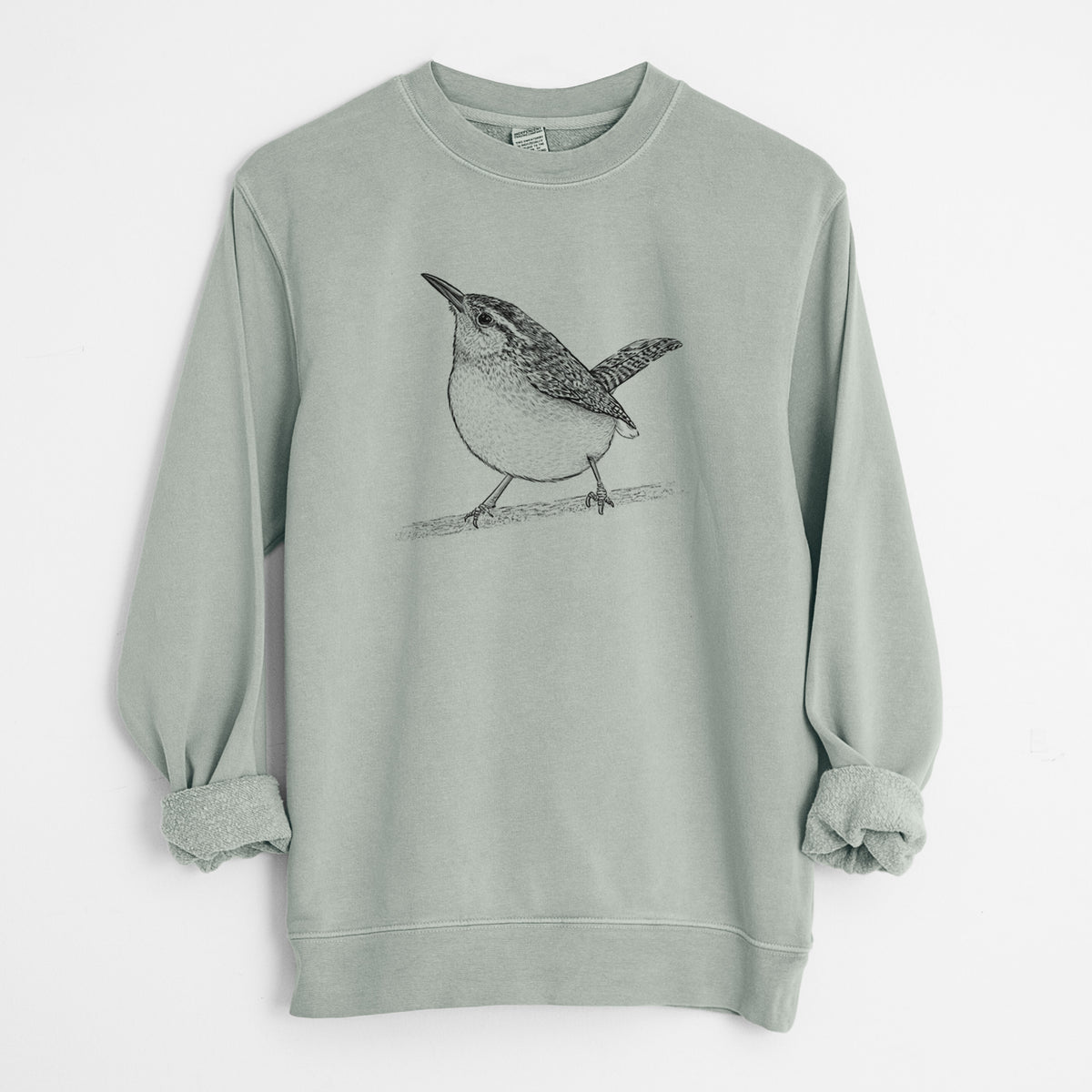 Carolina Wren - Thryothorus ludovicianus - Unisex Pigment Dyed Crew Sweatshirt in Sage