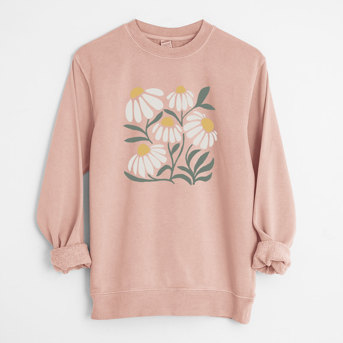 Chamomile Vibes - Unisex Pigment Dyed Crew Sweatshirt in Dusty Pink