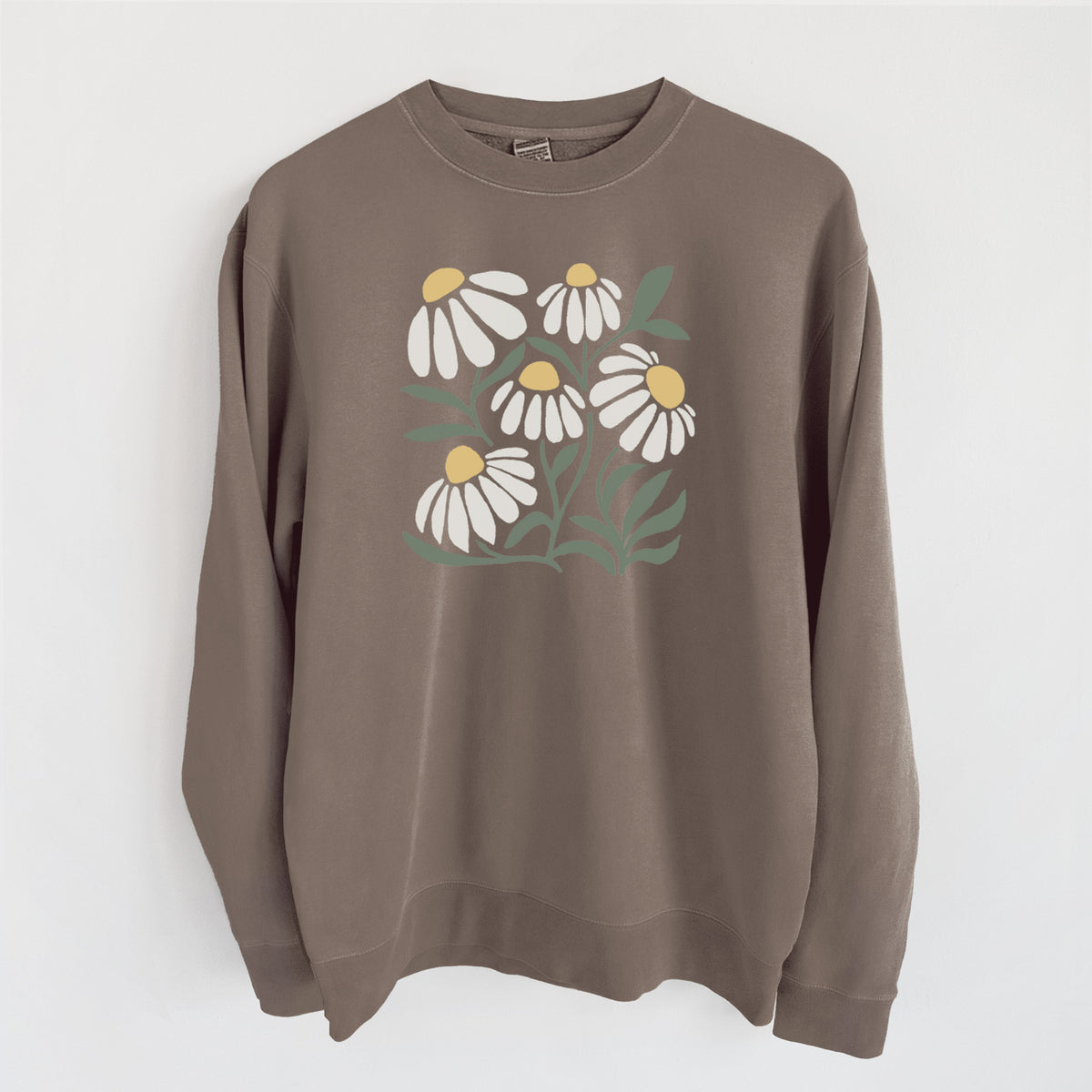 Chamomile Vibes - Unisex Pigment Dyed Crew Sweatshirt in Espresso