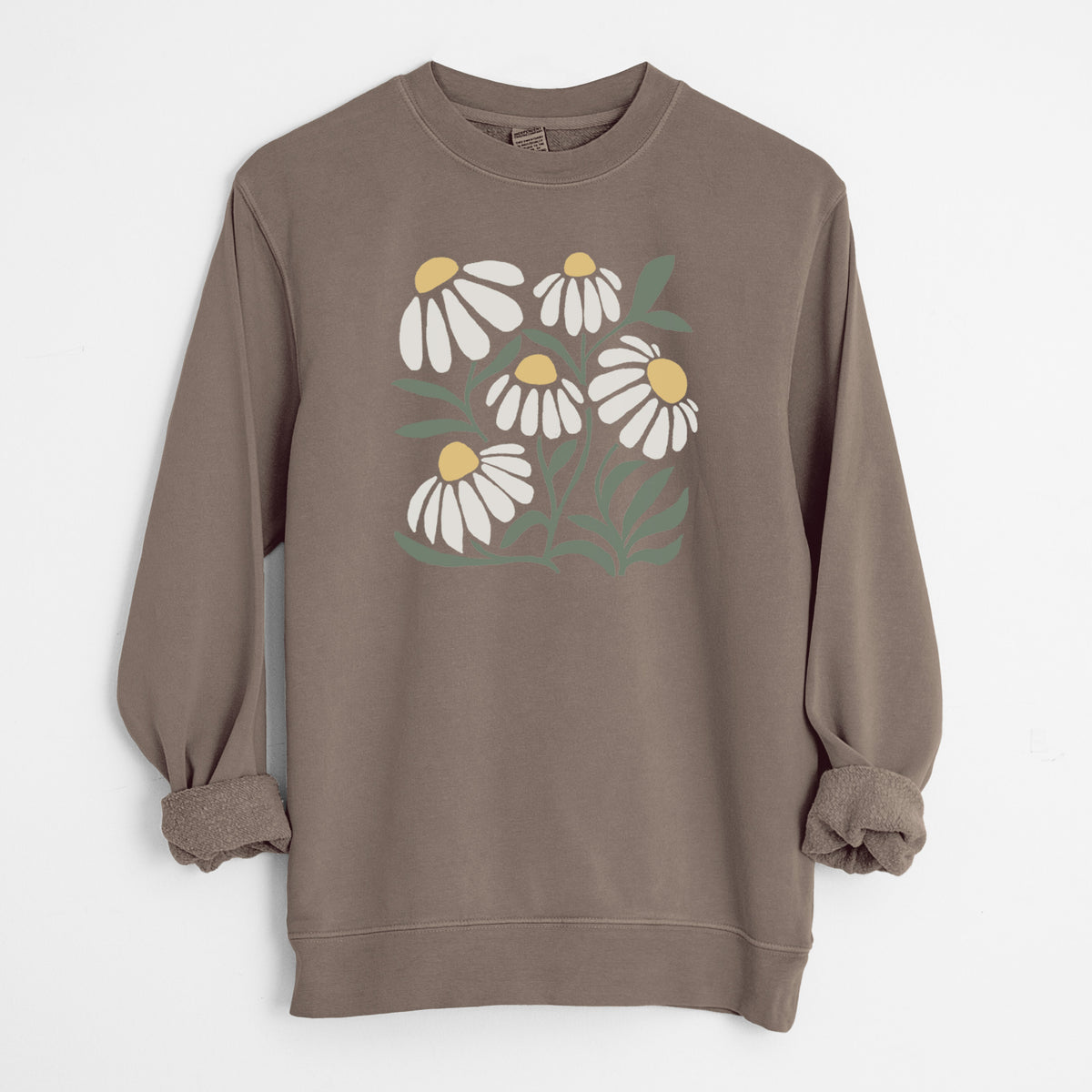 Chamomile Vibes - Unisex Pigment Dyed Crew Sweatshirt in Espresso
