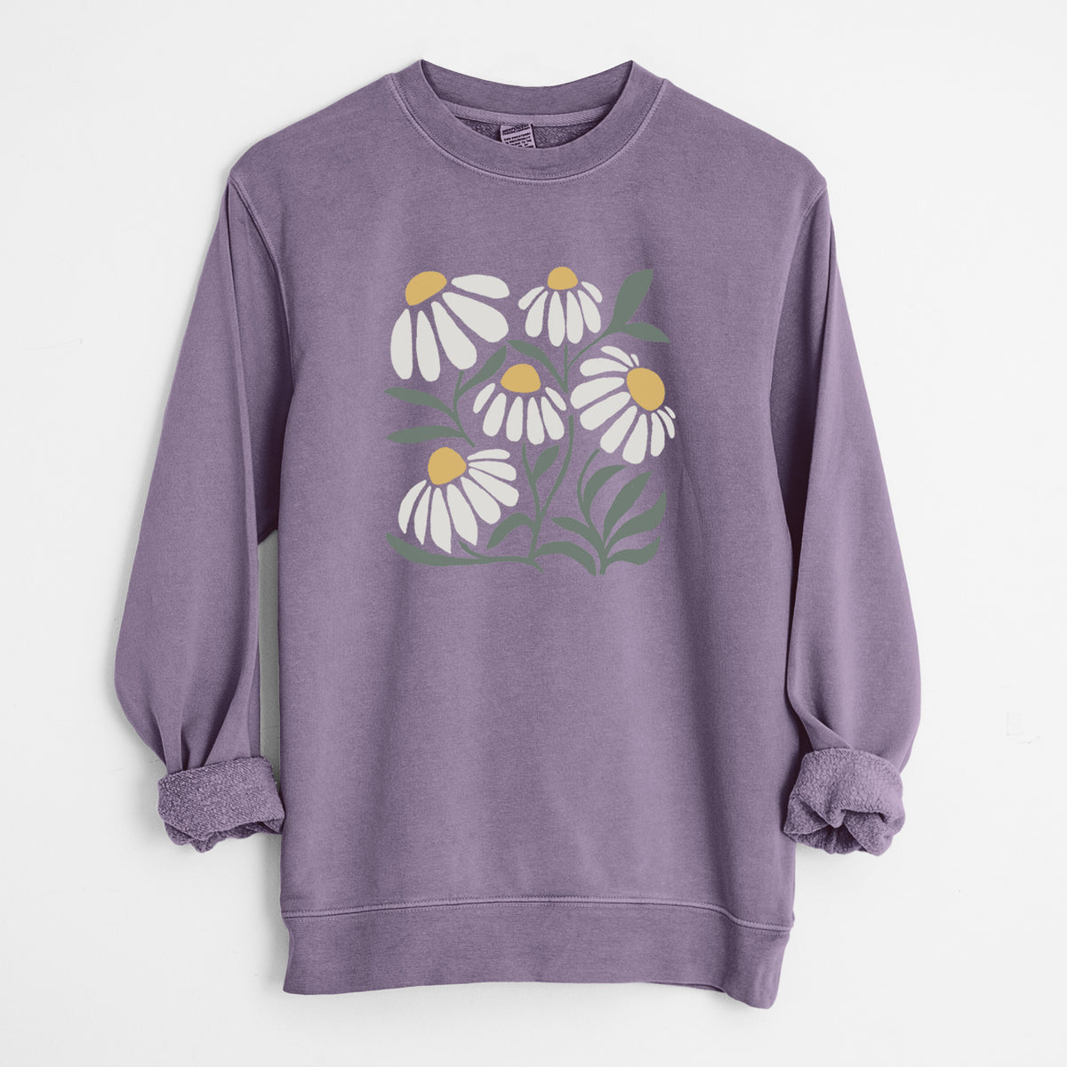 Chamomile Vibes - Unisex Pigment Dyed Crew Sweatshirt in Plum