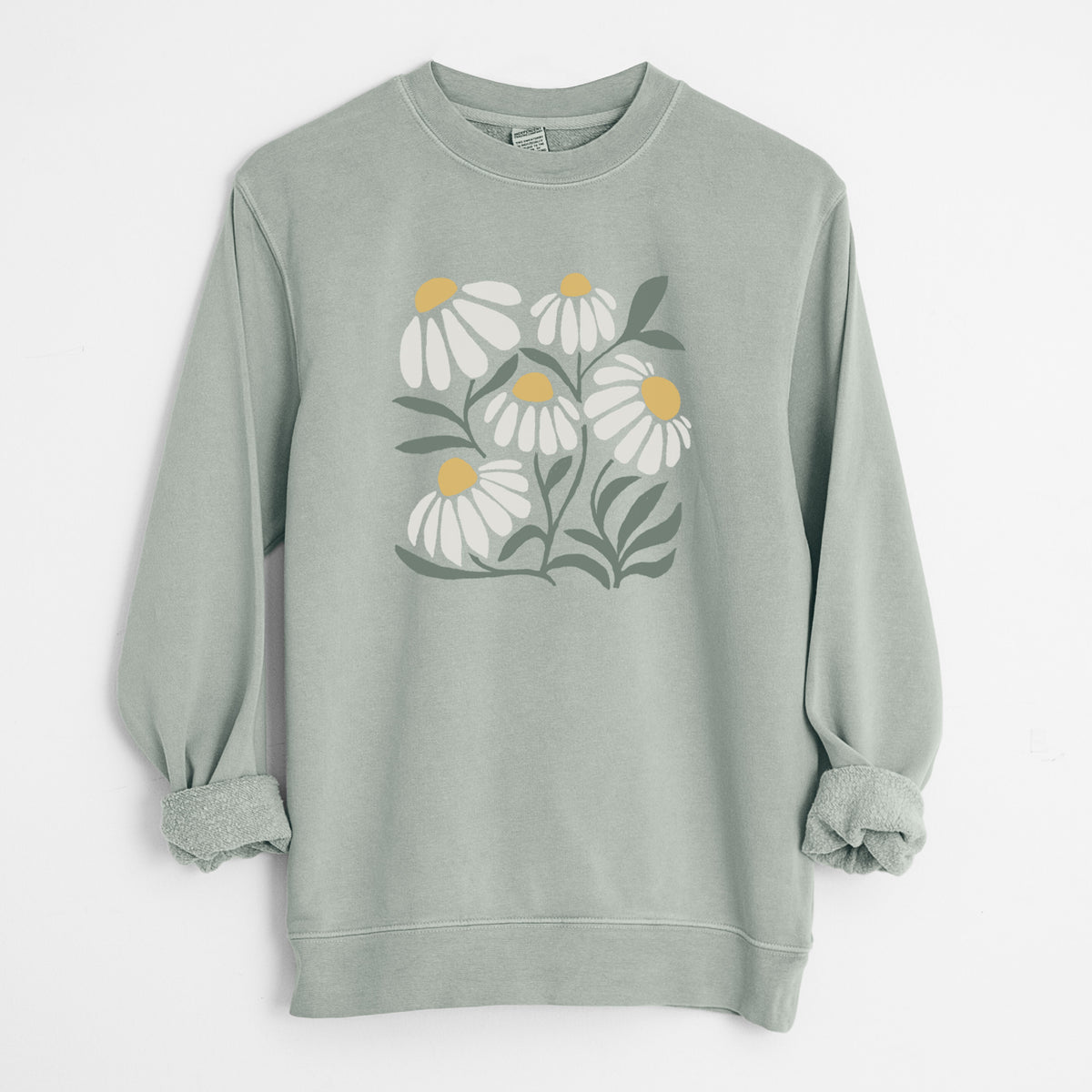 Chamomile Vibes - Unisex Pigment Dyed Crew Sweatshirt in Sage