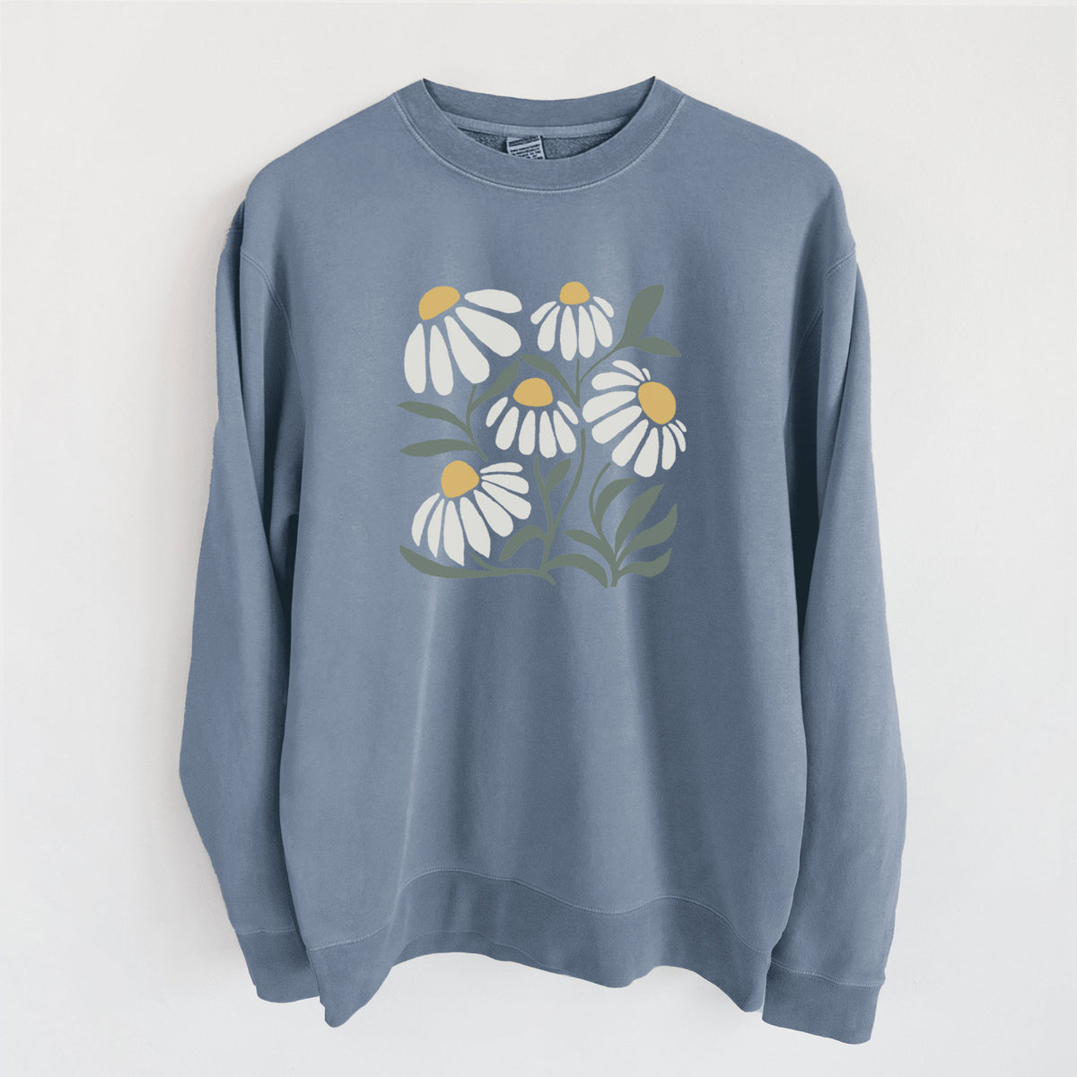 Chamomile Vibes - Unisex Pigment Dyed Crew Sweatshirt in Slate Blue