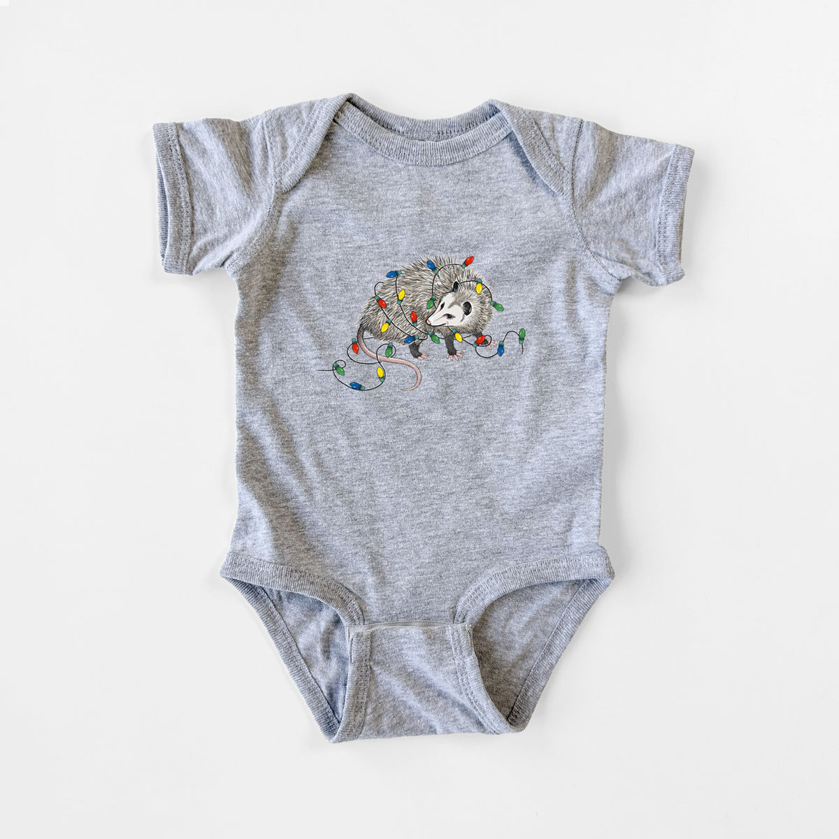 Christmas Opossum - Baby Fine Jersey Bodysuit in Heather Grey