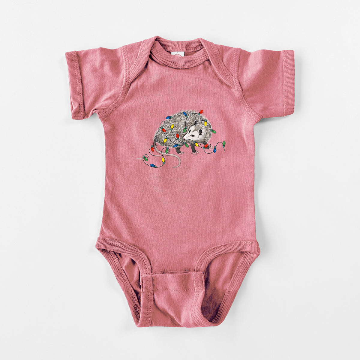 Christmas Opossum - Baby Fine Jersey Bodysuit in Mauve