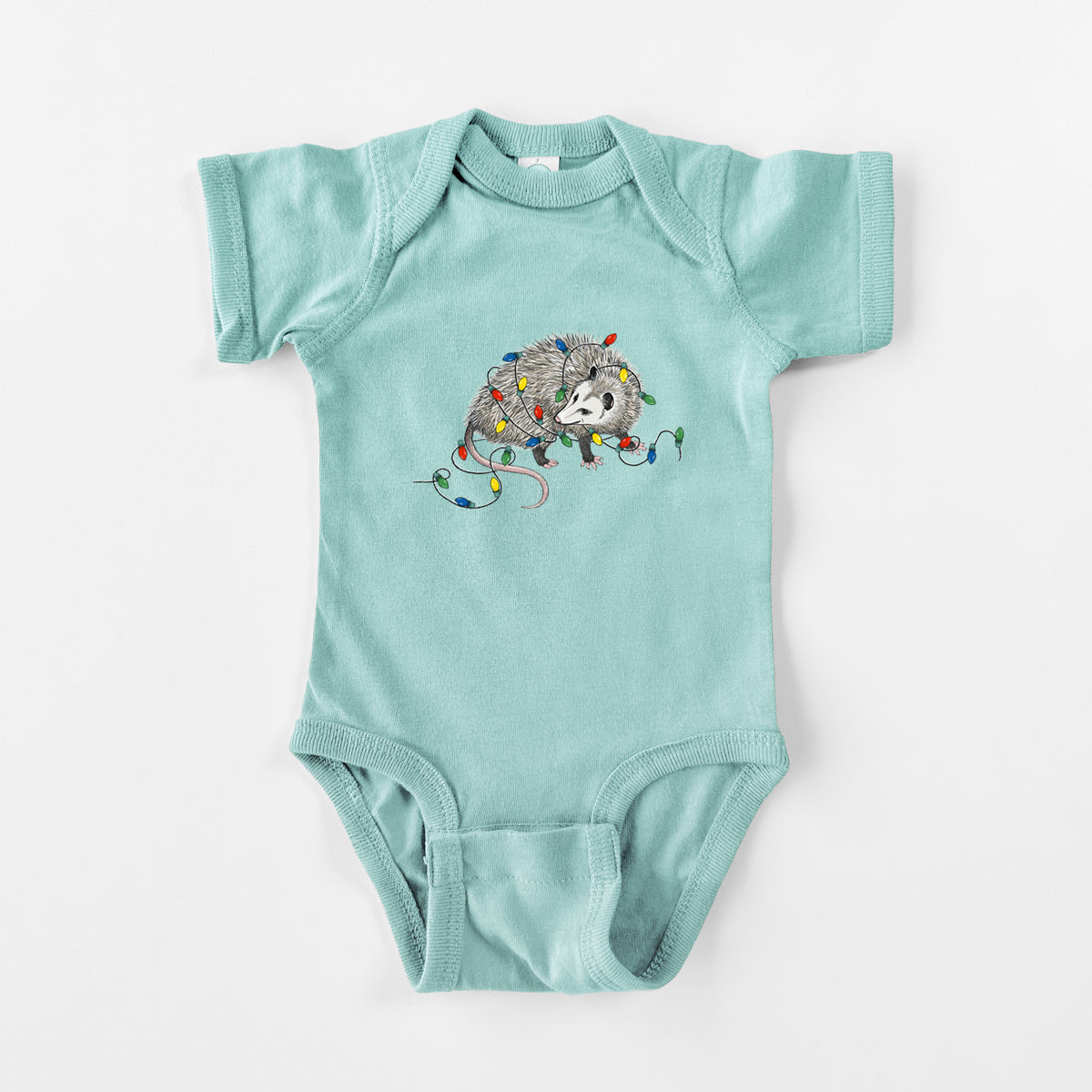 Christmas Opossum - Baby Fine Jersey Bodysuit in Saltwater