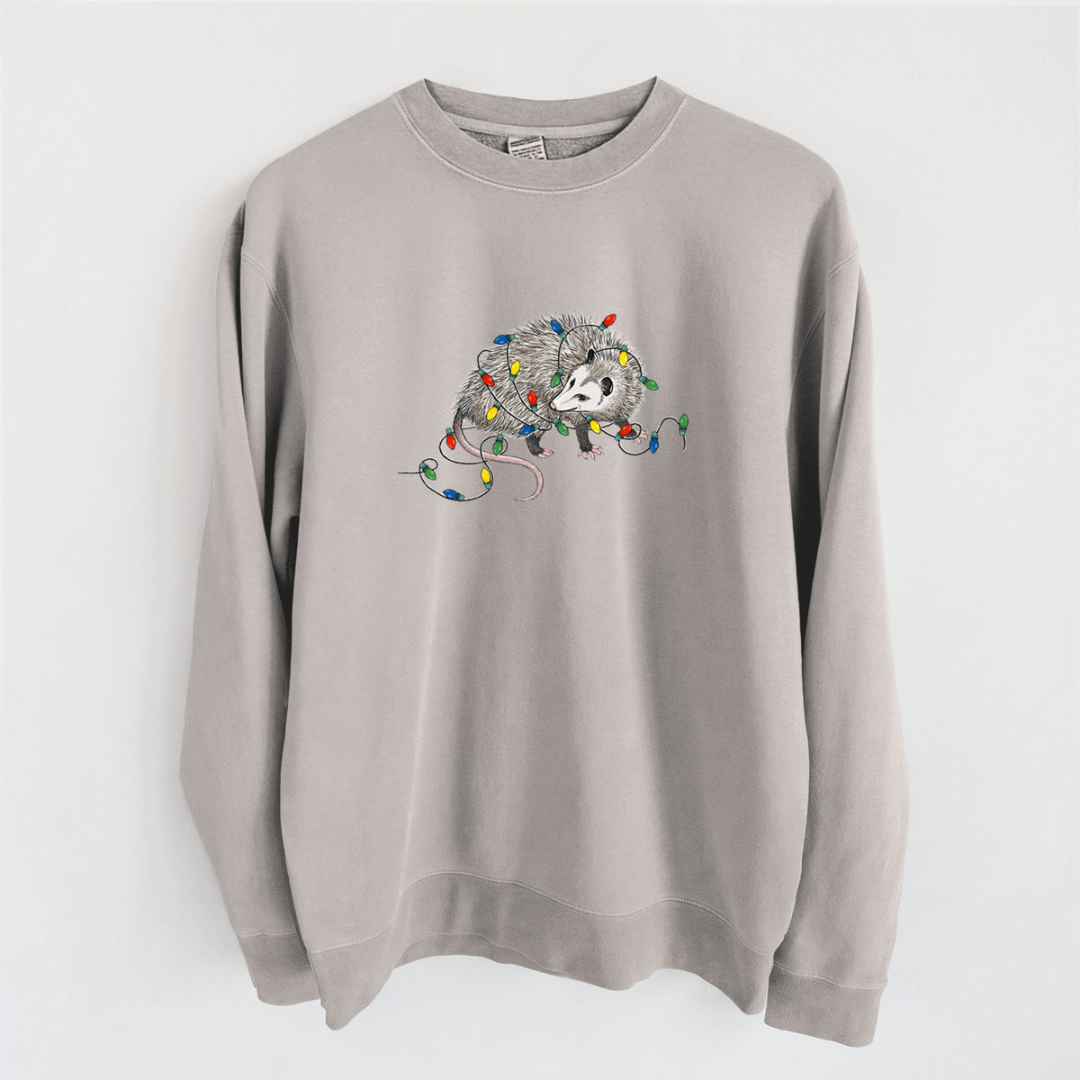 Christmas Opossum - Unisex Pigment Dyed Crew Sweatshirt in Cement