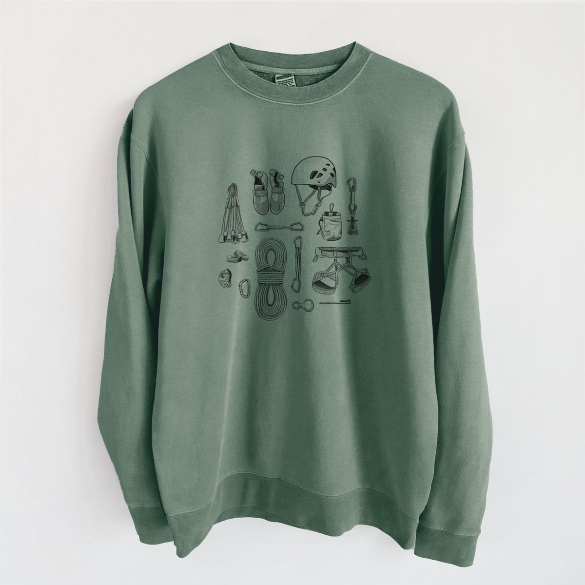 Summit Climbing Essentials - Unisex Pigment Dyed Crew Sweatshirt in Alpine Green