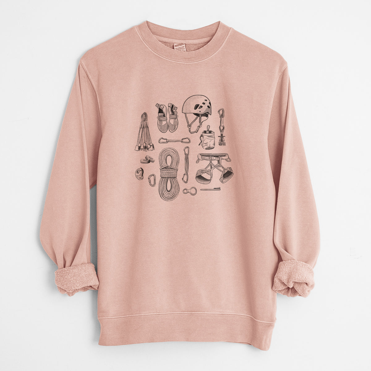 Summit Climbing Essentials - Unisex Pigment Dyed Crew Sweatshirt in Dusty Pink