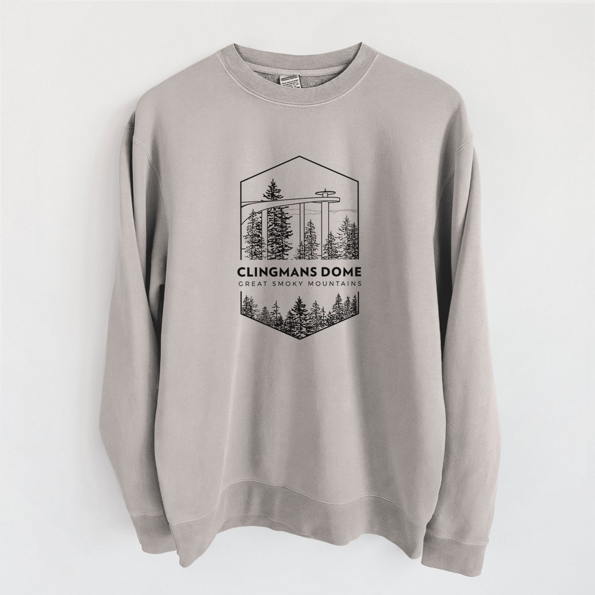 Clingmans Dome - Great Smoky Mountains National Park - Unisex Pigment Dyed Crew Sweatshirt in Cement